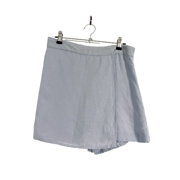 Baby Blue Linen-Blend Skort - Picture 1 of 4